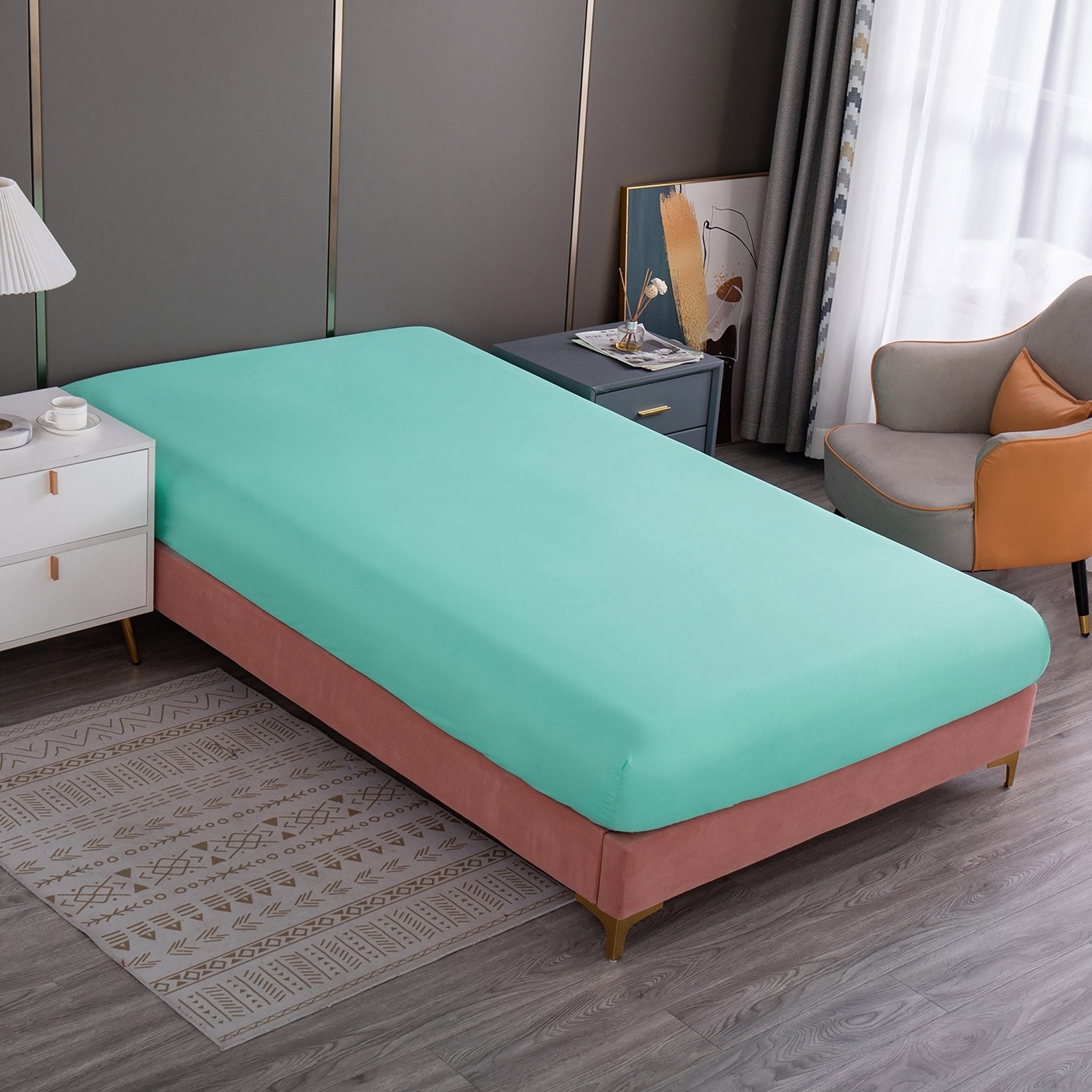 Imagen de sabana Juego de Sábanas Microfibra Liso - Verde en color Cama 90 de Meishida
